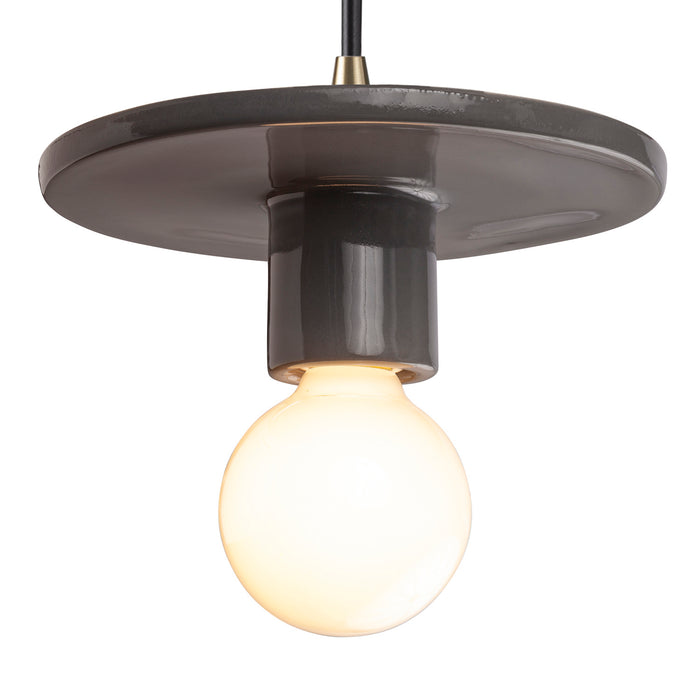 Justice Designs - CER-6320-GRY-ABRS-BKCD - One Light Pendant - Radiance Collection - Gloss Grey