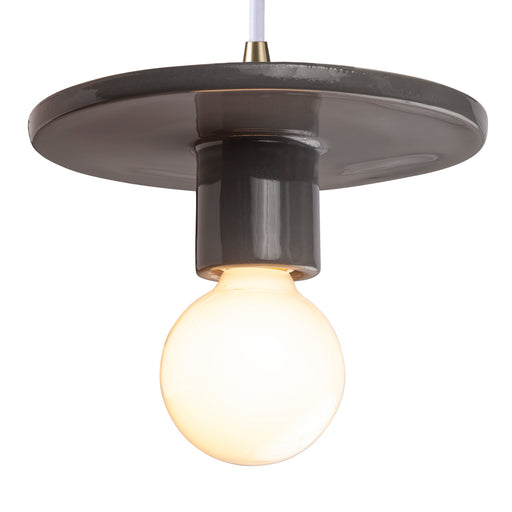 Justice Designs - CER-6320-GRY-ABRS-WTCD - One Light Pendant - Radiance Collection - Gloss Grey