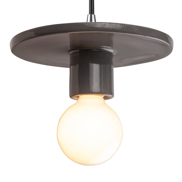 Justice Designs - CER-6320-GRY-CROM-BKCD - One Light Pendant - Radiance Collection - Gloss Grey