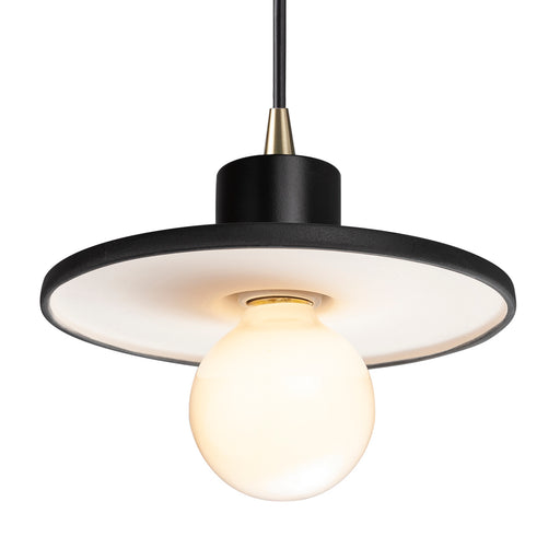 Justice Designs - CER-6325-BKMT-ABRS-BKCD - One Light Pendant - Radiance Collection - Gloss Black with Matte White internal finish