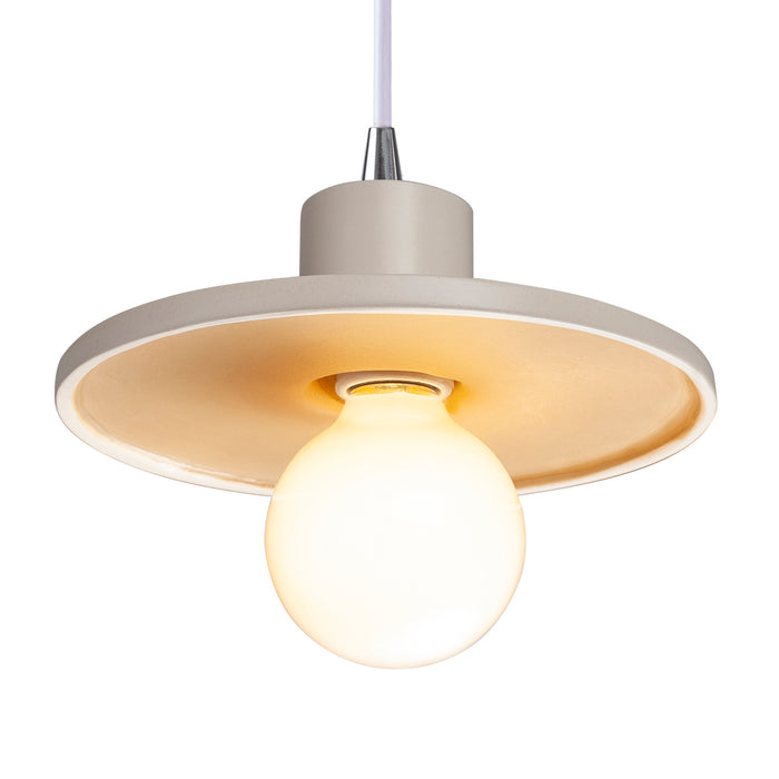 Justice Designs - CER-6325-MTGD-CROM-WTCD - One Light Pendant - Radiance Collection - Matte White with Champagne Gold internal finish