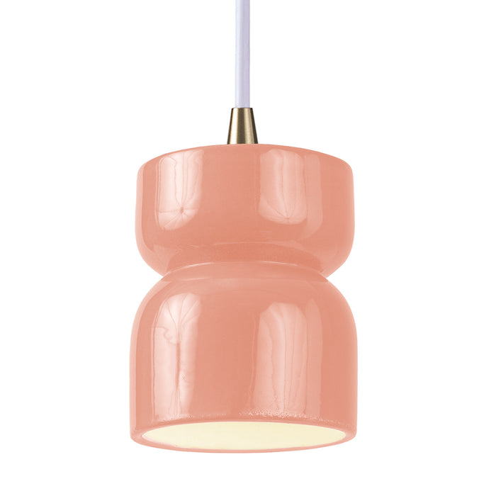 Justice Designs - CER-6500-BSH-ABRS-WTCD - One Light Pendant - Radiance Collection - Gloss Blush