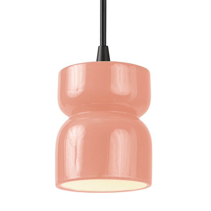 Justice Designs - CER-6500-BSH-MBLK-BKCD - One Light Pendant - Radiance Collection - Gloss Blush