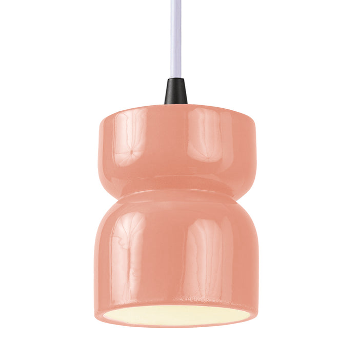 Justice Designs - CER-6500-BSH-MBLK-WTCD - One Light Pendant - Radiance Collection - Gloss Blush