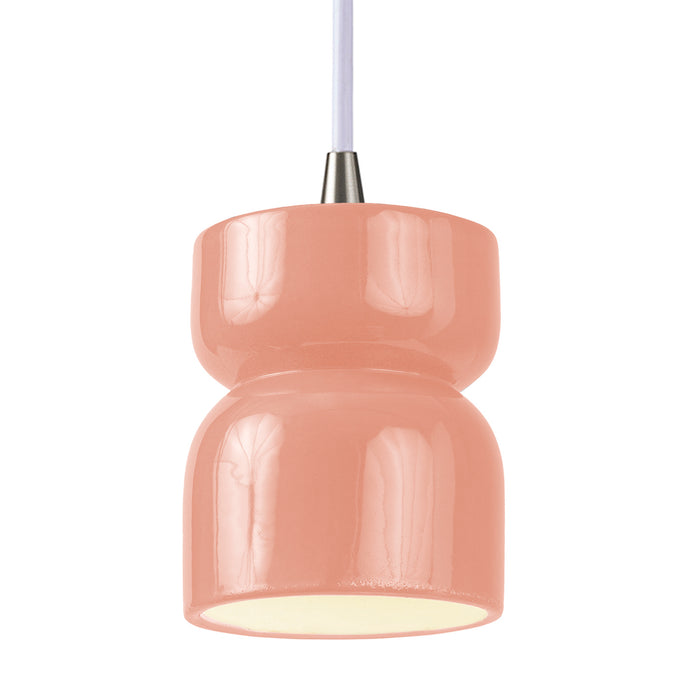 Justice Designs - CER-6500-BSH-NCKL-WTCD - One Light Pendant - Radiance Collection - Gloss Blush