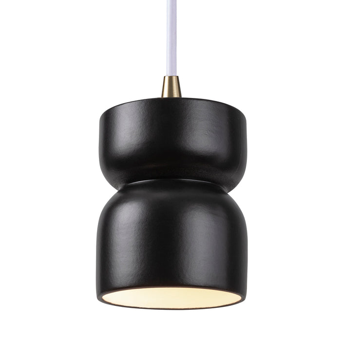 Justice Designs - CER-6500-CRB-ABRS-WTCD - One Light Pendant - Radiance Collection - Carbon - Matte Black