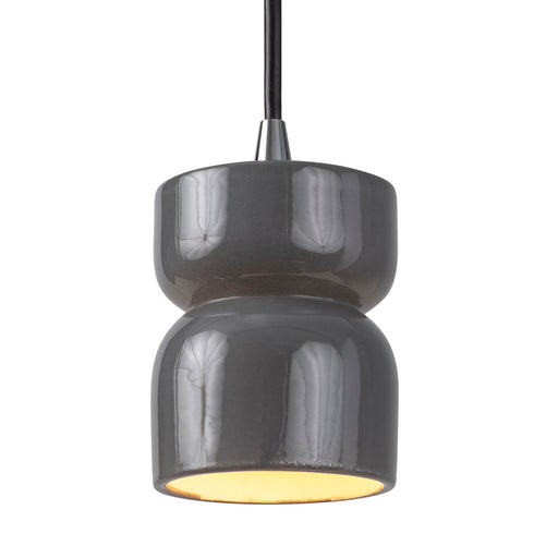 Justice Designs - CER-6500-GRY-CROM-BKCD - One Light Pendant - Radiance Collection - Gloss Grey