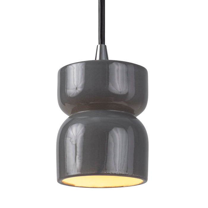 Justice Designs - CER-6500-GRY-CROM-BKCD - One Light Pendant - Radiance Collection - Gloss Grey