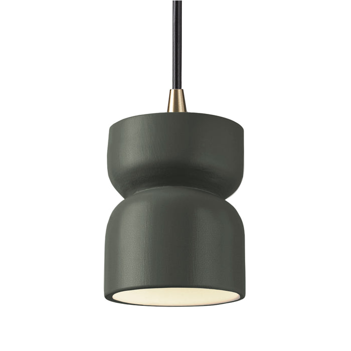 Justice Designs - CER-6500-PWGN-ABRS-BKCD - One Light Pendant - Radiance Collection - Pewter Green