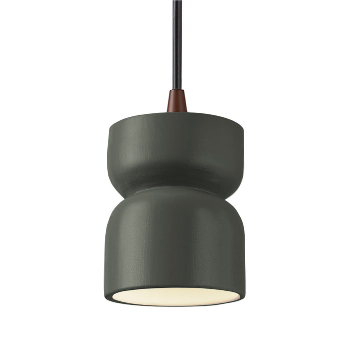 Justice Designs - CER-6500-PWGN-DBRZ-BKCD - One Light Pendant - Radiance Collection - Pewter Green