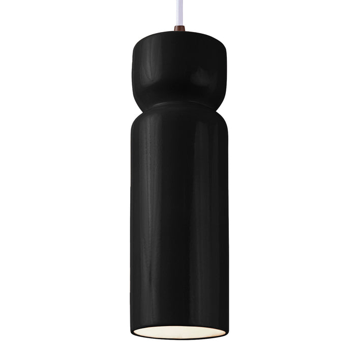 Justice Designs - CER-6510-BLK-DBRZ-WTCD - One Light Pendant - Radiance Collection - Gloss Black