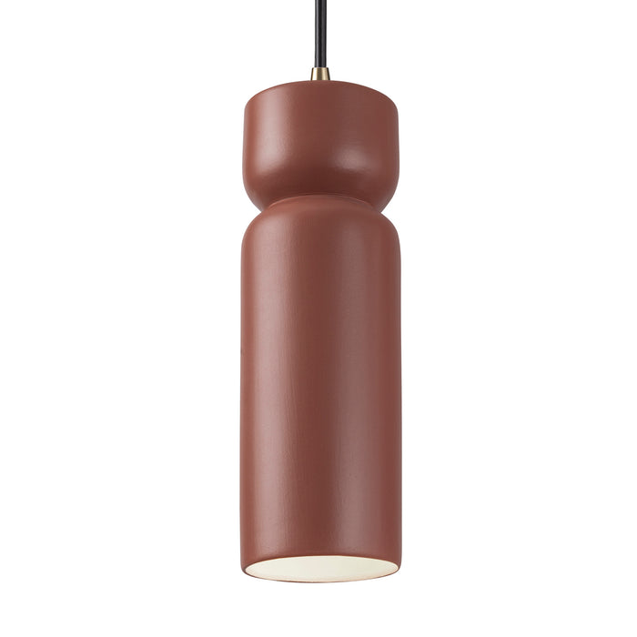 Justice Designs - CER-6510-CLAY-ABRS-BKCD - One Light Pendant - Radiance Collection - Canyon Clay