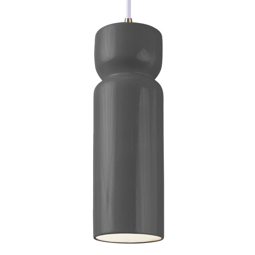 Justice Designs - CER-6510-GRY-ABRS-WTCD - One Light Pendant - Radiance Collection - Gloss Grey