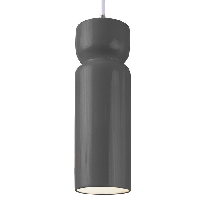 Justice Designs - CER-6510-GRY-CROM-WTCD - One Light Pendant - Radiance Collection - Gloss Grey