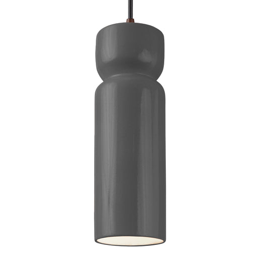 Justice Designs - CER-6510-GRY-DBRZ-BKCD - One Light Pendant - Radiance Collection - Gloss Grey
