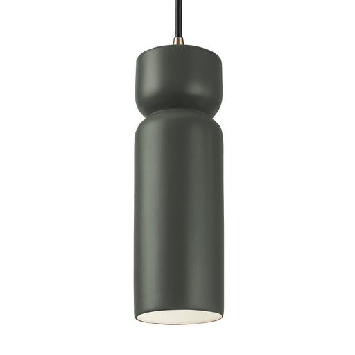 Justice Designs - CER-6510-PWGN-ABRS-BKCD - One Light Pendant - Radiance Collection - Pewter Green