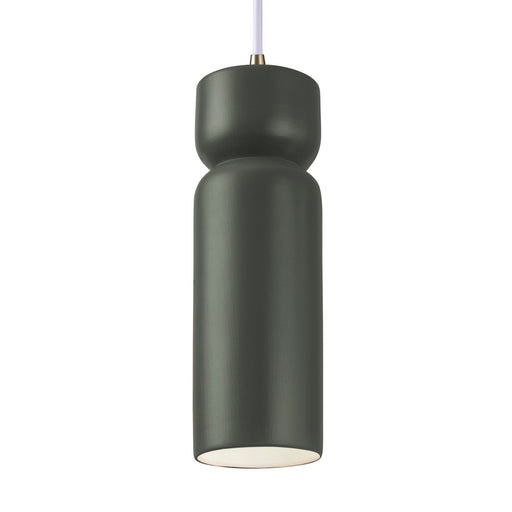 Justice Designs - CER-6510-PWGN-ABRS-WTCD - One Light Pendant - Radiance Collection - Pewter Green