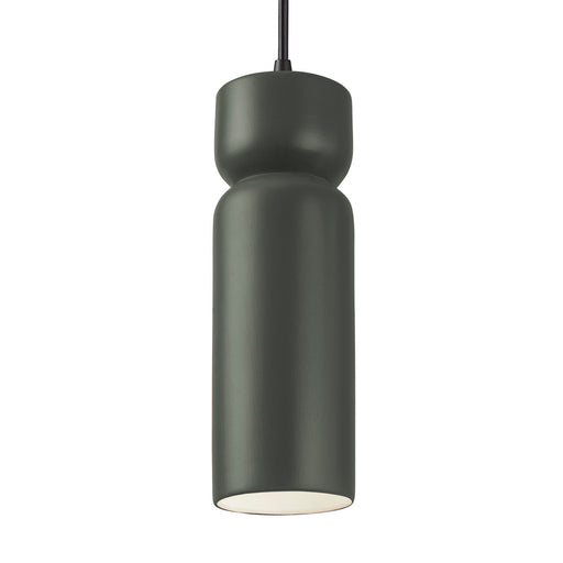 Justice Designs - CER-6510-PWGN-MBLK-BKCD - One Light Pendant - Radiance Collection - Pewter Green