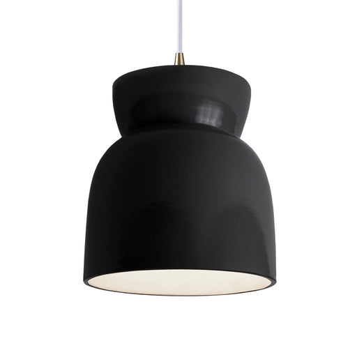 Justice Designs - CER-6515-BLK-ABRS-WTCD - One Light Pendant - Radiance Collection - Gloss Black