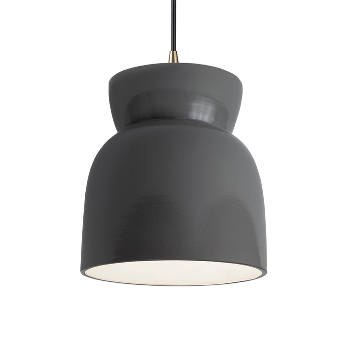 Justice Designs - CER-6515-GRY-ABRS-BKCD - One Light Pendant - Radiance Collection - Gloss Grey