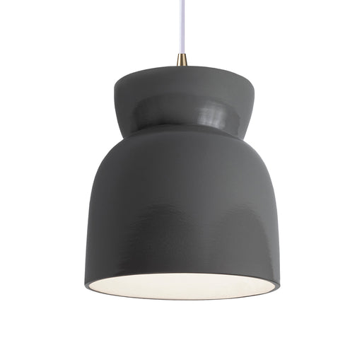 Justice Designs - CER-6515-GRY-ABRS-WTCD - One Light Pendant - Radiance Collection - Gloss Grey