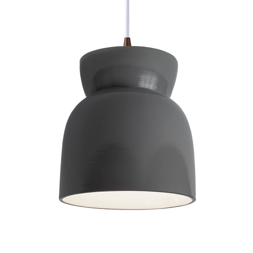 Justice Designs - CER-6515-GRY-DBRZ-WTCD - One Light Pendant - Radiance Collection - Gloss Grey