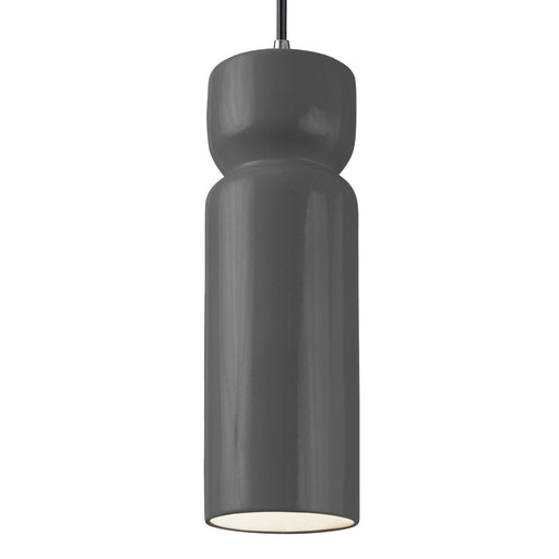 Justice Designs - CER-6510-GRY-CROM-BKCD - One Light Pendant - Radiance Collection - Gloss Grey