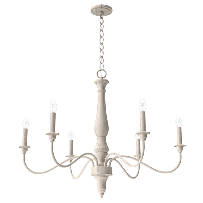 Hunter - 19855 - Six Light Chandelier - Teren - Distressed White