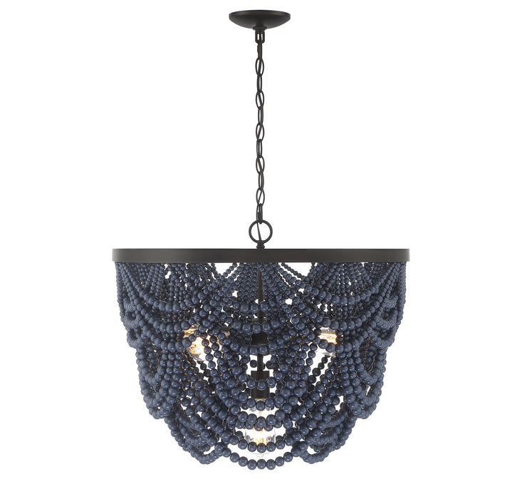 Meridian - M100101NBLORB - Five Light Chandelier - Navy Blue w/Oil Rubbed Bronze