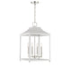 Meridian - M30009WHPN - Four Light Pendant - White w/Polished Nickel