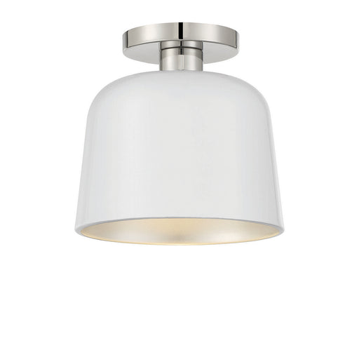 Meridian - M60067WHPN - One Light Flush Mount - White w/Polished Nickel
