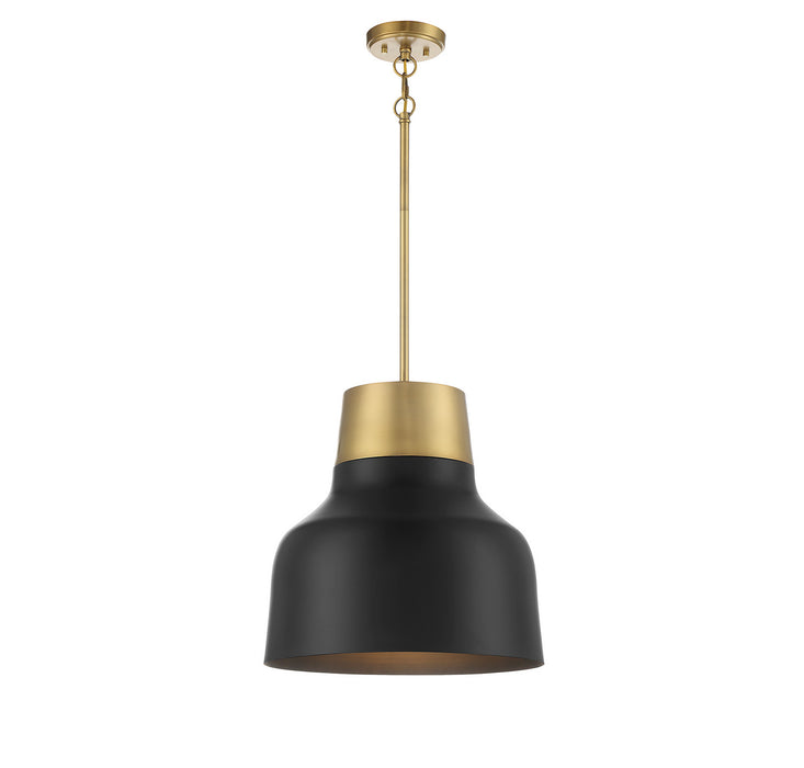 Meridian - M70115MBKNB - One Light Pendant - Matte Black w/Natural Brass