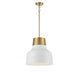 Meridian - M70115WHNB - One Light Pendant - White w/Natural Brass