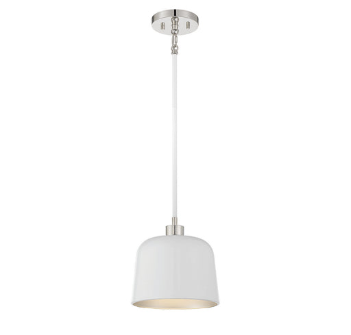 Meridian - M70118WHPN - One Light Pendant - White w/Polished Nickel