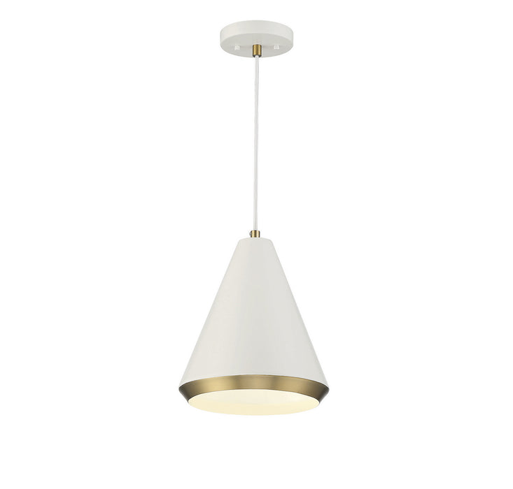 Meridian - M70122WHNB - One Light Pendant - White w/Natural Brass