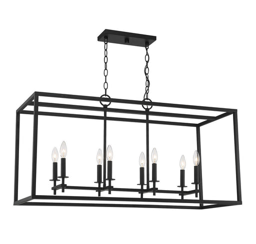 Meridian - M7020MBK - Eight Light Linear Chandelier - Matte Black