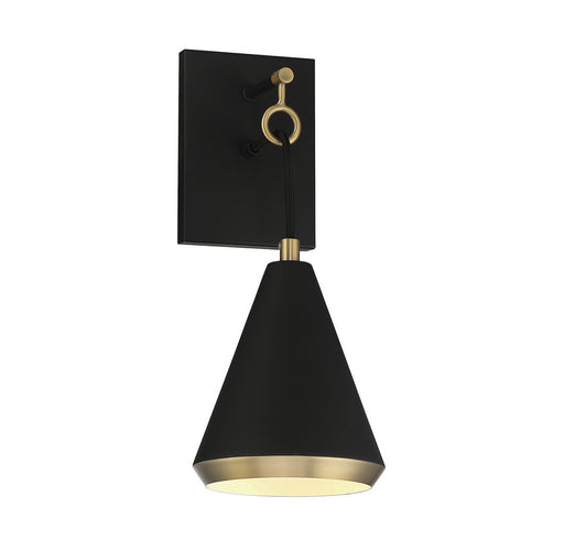 Meridian - M90066MBKNB - One Light Wall Sconce - Matte Black w/Natural Brass