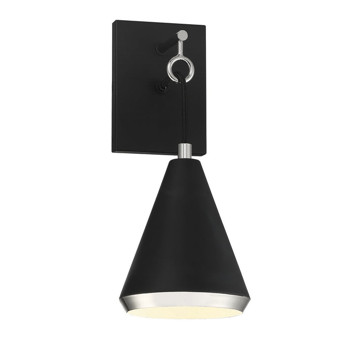 Meridian - M90066MBKPN - One Light Wall Sconce - Matte Black w/Polished Nickel