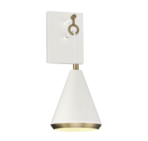 Meridian - M90066WHNB - One Light Wall Sconce - White w/Natural Brass