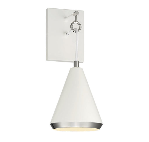 Meridian - M90066WHPN - One Light Wall Sconce - White w/Polished Nickel