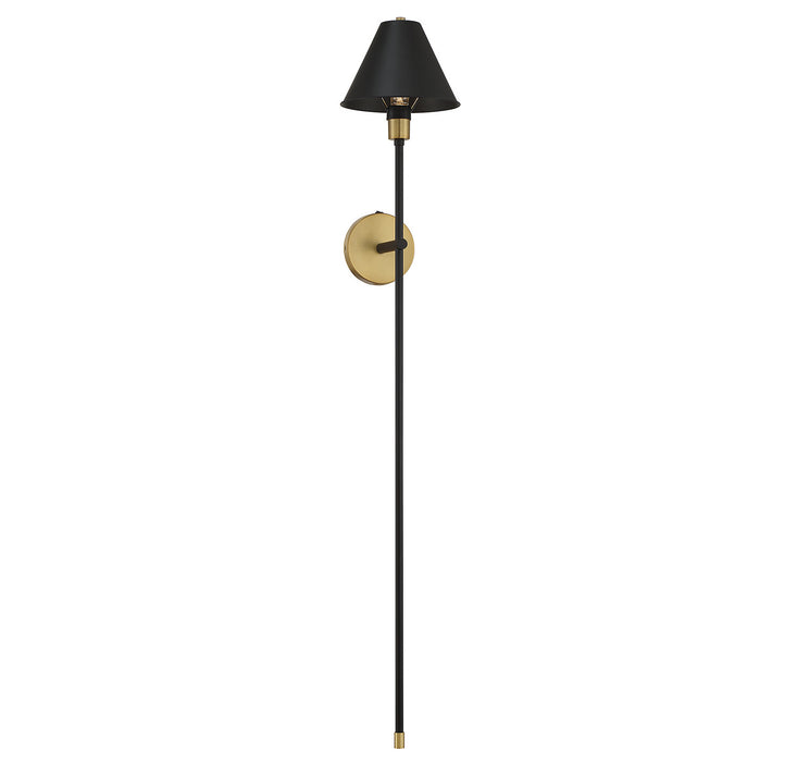 Meridian - M90070BNB - One Light Wall Sconce - Black w/Natural Brass