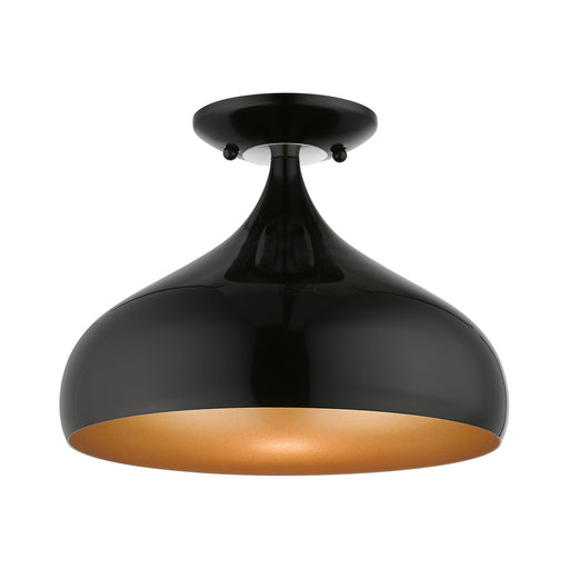 Livex Lighting - 41050-68 - One Light Semi-Flush Mount - Amador - Shiny Black w/ Polished Chromes