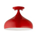 Livex Lighting - 41050-72 - One Light Semi-Flush Mount - Amador - Shiny Red w/ Polished Chromes