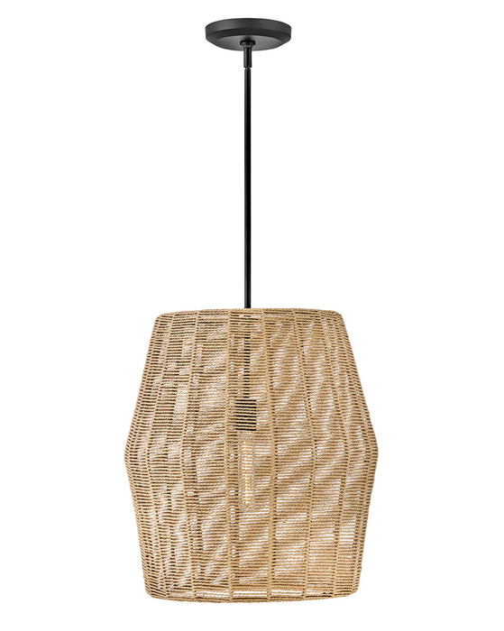 Hinkley - 40387BLK-CML - One Light Pendant - Luca - Black with Camel Rattan shade