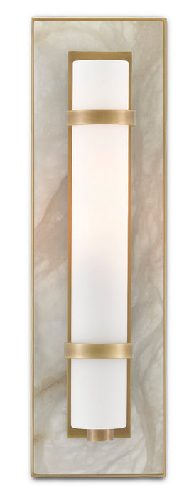 Currey and Company - 5800-0016 - One Light Wall Sconce - Natural Alabaster/Antique Brass/Opaque/White