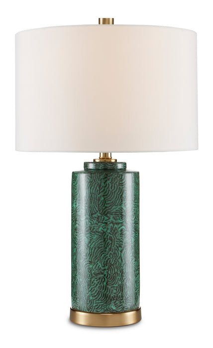 Currey and Company - 6000-0771 - One Light Table Lamp - Green/Brass