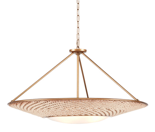 Currey and Company - 9000-0868 - Three Light Chandelier - Antique Brass/Natural Rope