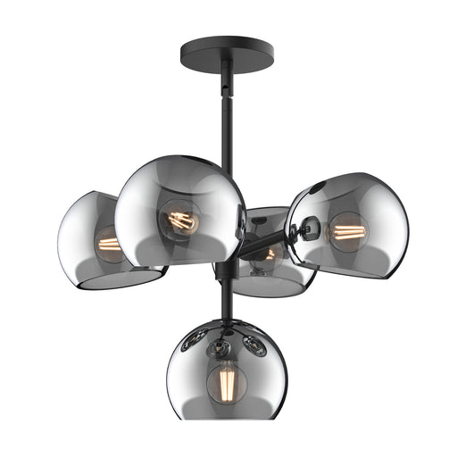 Alora - CH548518MBSM - Five Light Chandelier - Willow - Matte Black/Smoked Solid Glass