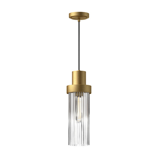 Alora - PD435605BGCR - One Light Pendant - Kent - Brushed Gold/Clear Ribbed Glass