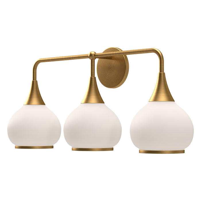 Alora - VL524326AGOP - Three Light Bathroom Fixtures - Hazel - Aged Gold/Opal Matte Glass